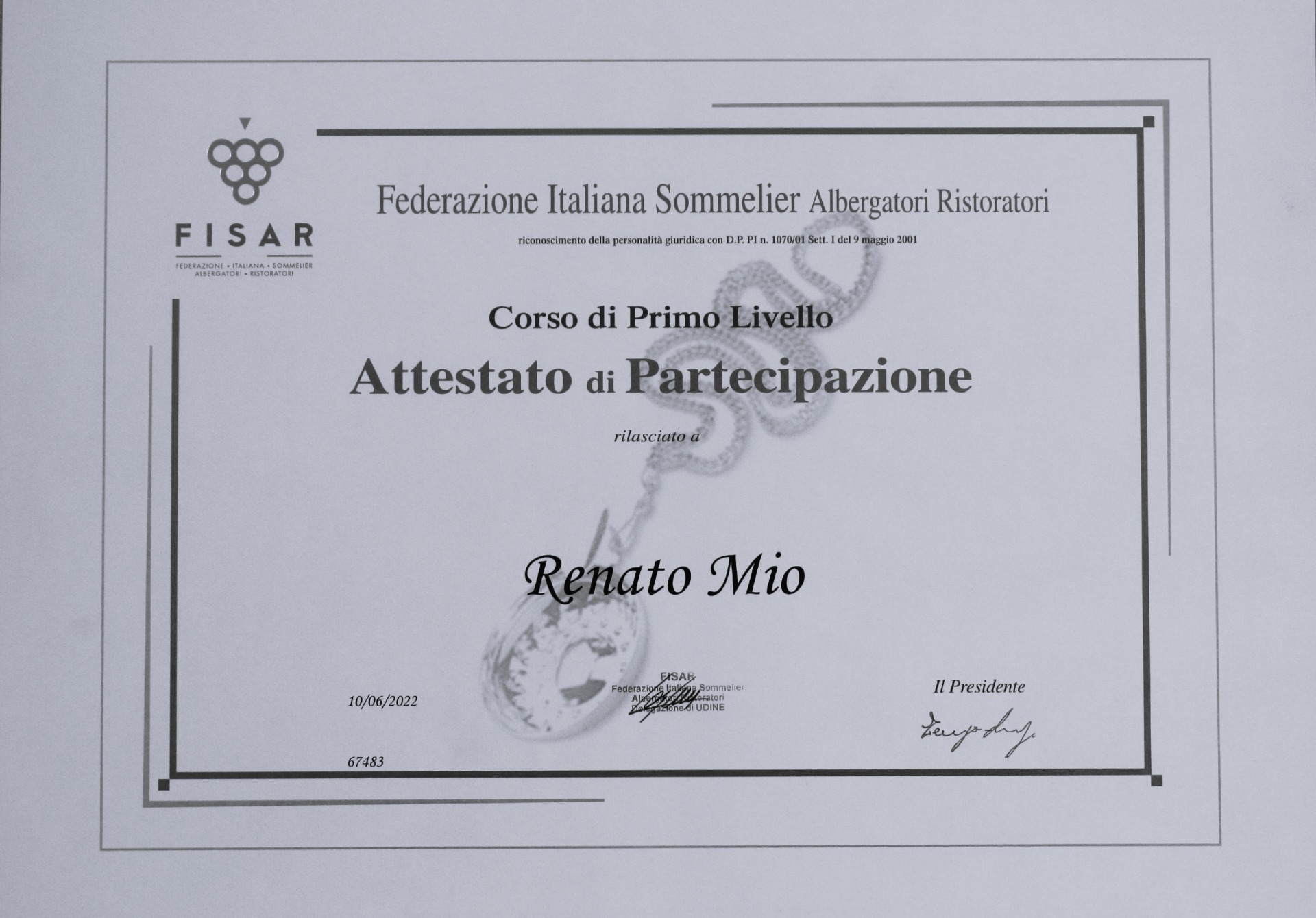 FISAR UDINE FEDERAZIONE ITALIANA SOMMELIER ALBERGATORI RISTORATORI